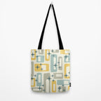 Mid Century Modern Abstract 132 Winter Yellow Gray and Blue Tote Bag Gallery Image 2