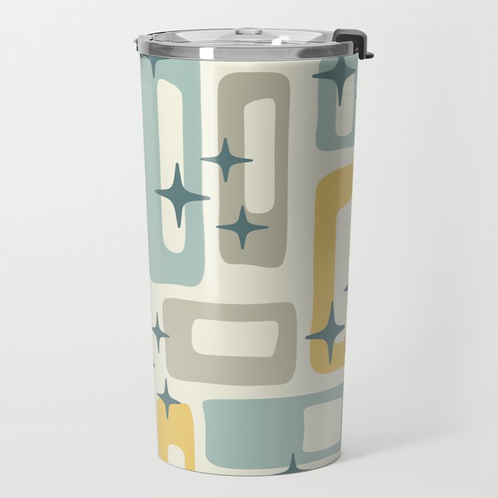 Mid Century Modern Abstract 132 Winter Yellow Gray and Blue Travel Mug Gallery Image 2