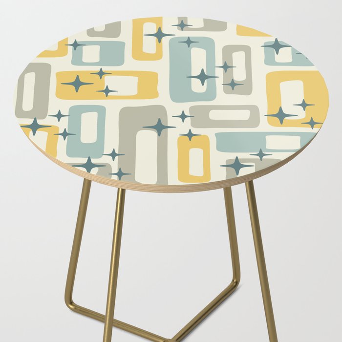 Mid Century Modern Abstract 132 Winter Yellow Gray and Blue Side Table Gallery Image 2