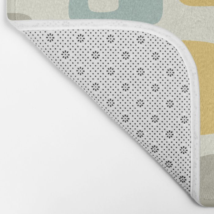 Mid Century Modern Abstract 132 Winter Yellow Gray and Blue Bath Mat Gallery Image 2