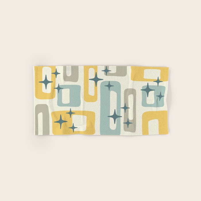Mid Century Modern Abstract 132 Winter Yellow Gray and Blue Towels Gallery Image 1