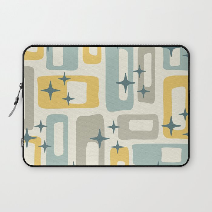Mid Century Modern Abstract 132 Winter Yellow Gray and Blue Laptop Sleeve Gallery Image 1