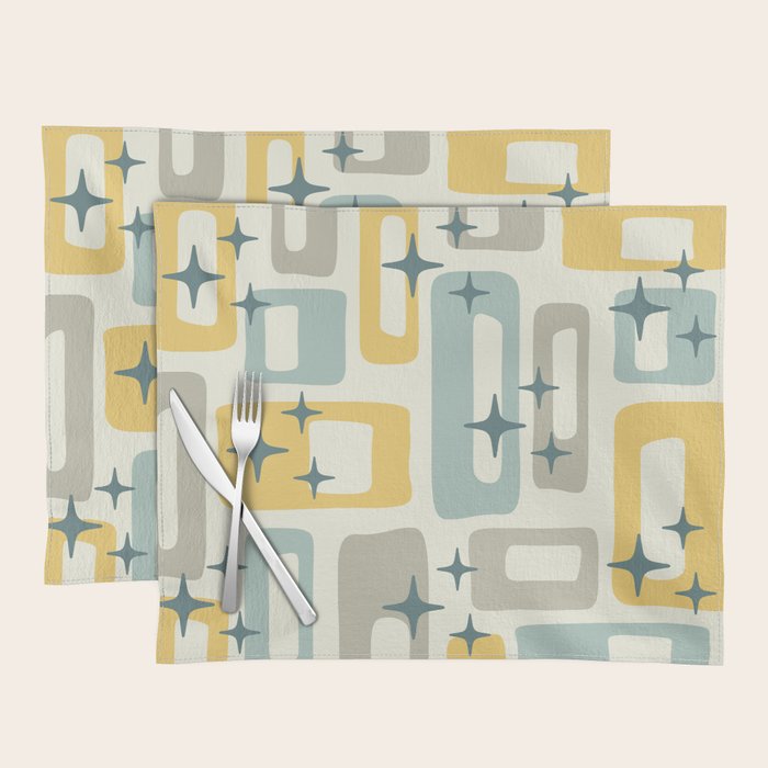 Mid Century Modern Abstract 132 Winter Yellow Gray and Blue Placemat Gallery Image 1