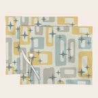 Mid Century Modern Abstract 132 Winter Yellow Gray and Blue Placemat Gallery Image 1