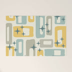 Mid Century Modern Abstract 132 Winter Yellow Gray and Blue Welcome Mat Gallery Image 1