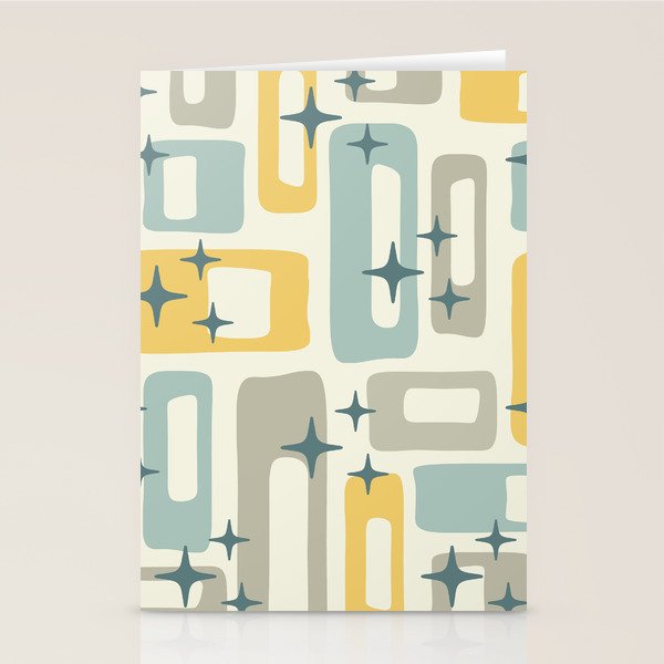 Mid Century Modern Abstract 132 Winter Yellow Gray and Blue Stationery Card Gallery Image 1