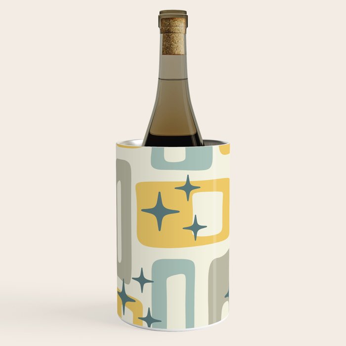 Mid Century Modern Abstract 132 Winter Yellow Gray and Blue Wine Chiller Gallery Image 2