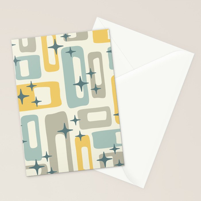 Mid Century Modern Abstract 132 Winter Yellow Gray and Blue Stationery Card Gallery Image 2