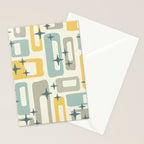 Mid Century Modern Abstract 132 Winter Yellow Gray and Blue Stationery Card Gallery Image 2