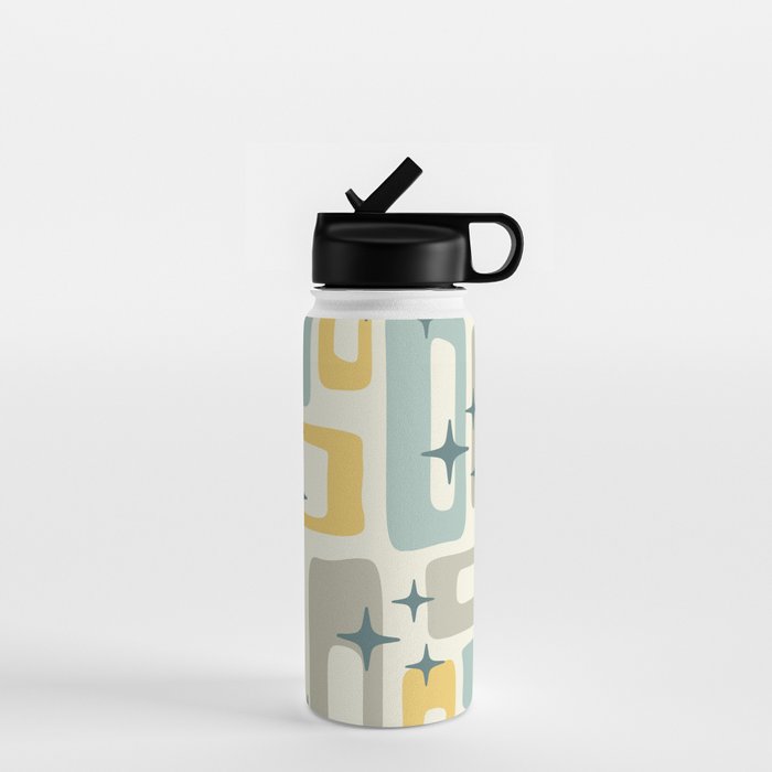 Mid Century Modern Abstract 132 Winter Yellow Gray and Blue Water Bottle Gallery Image 1
