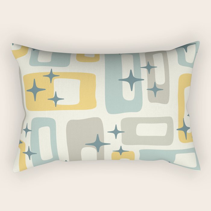 Mid Century Modern Abstract 132 Winter Yellow Gray and Blue Rectangular Pillow Gallery Image 2
