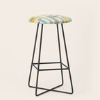 Mid Century Modern Abstract 132 Winter Yellow Gray and Blue Stool Gallery Image 1