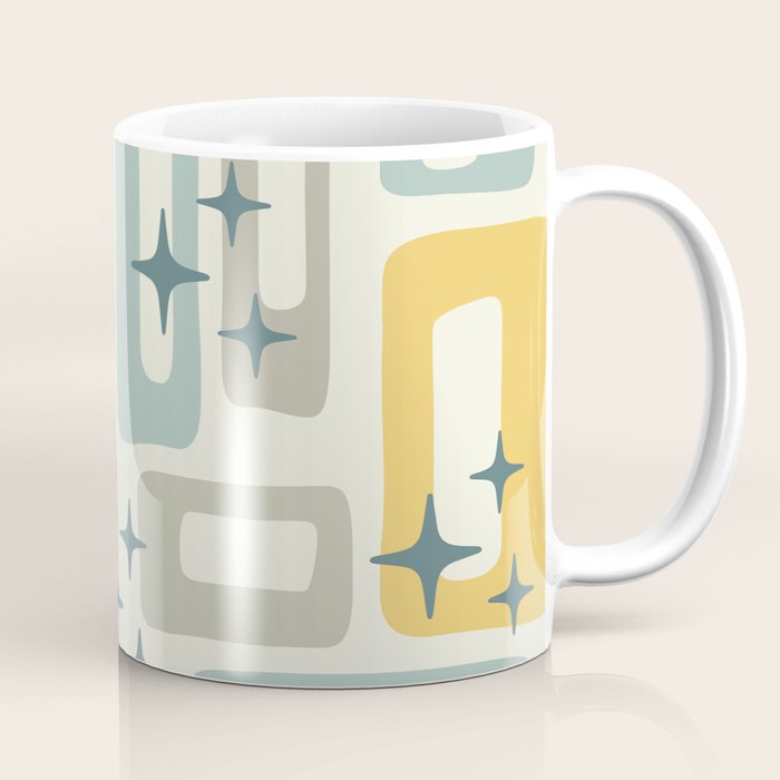 Mid Century Modern Abstract 132 Winter Yellow Gray and Blue Coffee Mug Gallery Image 1