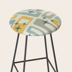 Mid Century Modern Abstract 132 Winter Yellow Gray and Blue Stool Gallery Image 2