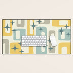 Mid Century Modern Abstract 132 Winter Yellow Gray and Blue Desk Mat Gallery Image 1