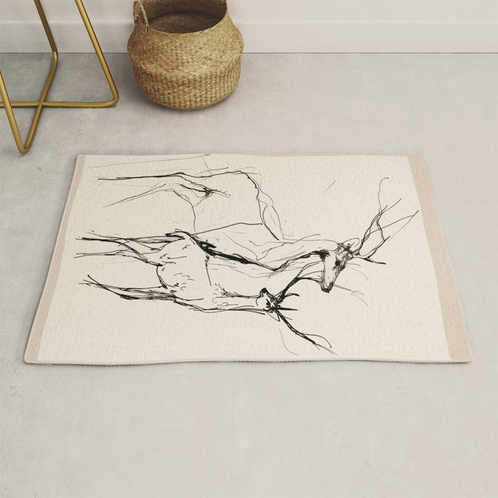 Two Stags - Line Drawing Rug Gallery Image 1