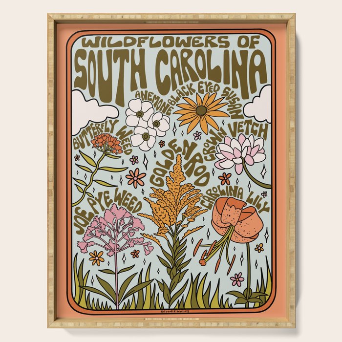 South Carolina Wildflowers Serving Tray Gallery Image 1