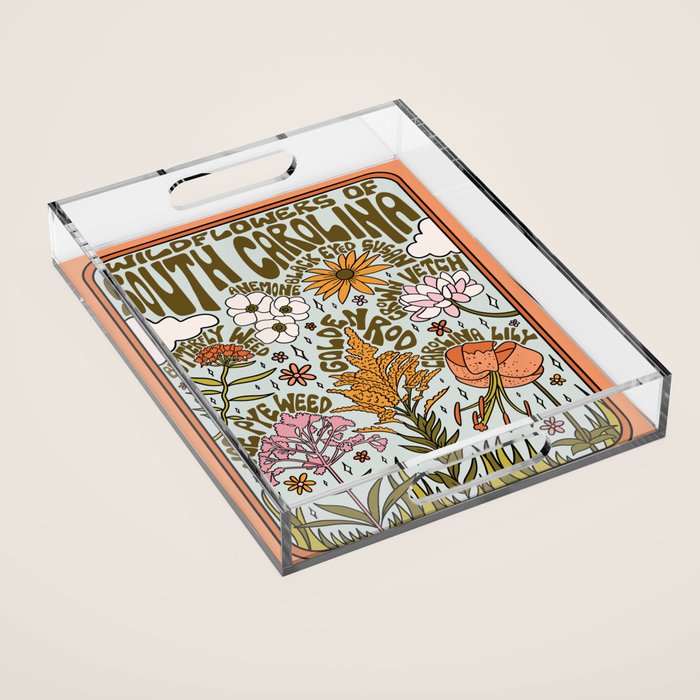 South Carolina Wildflowers Acrylic Tray Gallery Image 1
