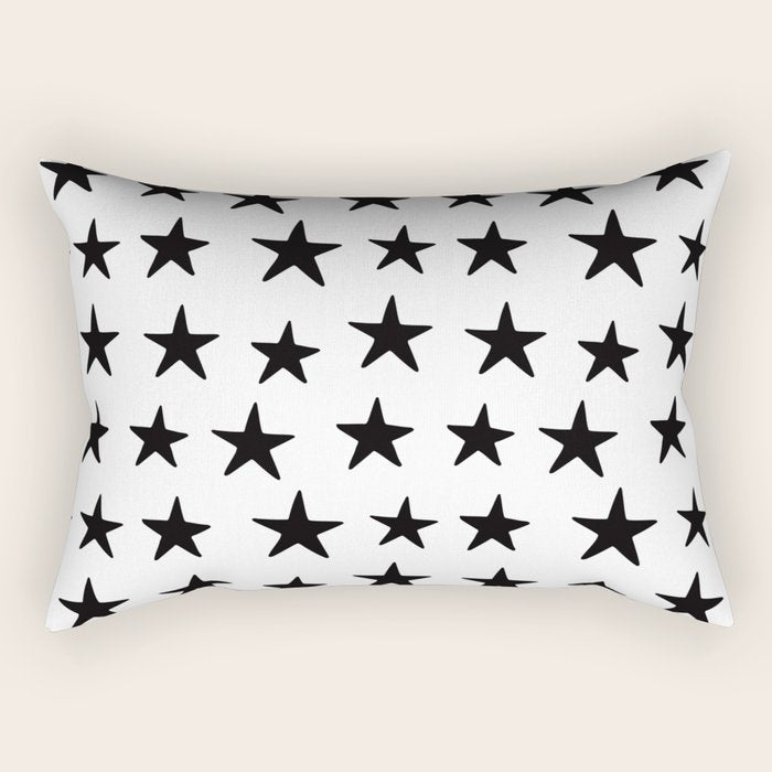Star Pattern Black On White Rectangular Pillow Gallery Image 1