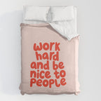 Work Hard and Be Nice to People in pink and red Duvet Cover Gallery Image 6