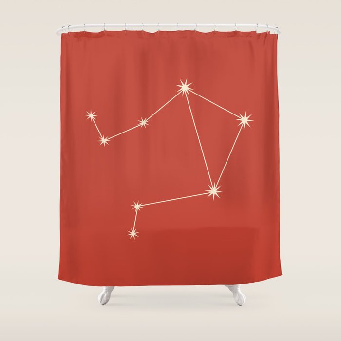 Libra Zodiac Star Constellation Line Art Red Shower Curtain Gallery Image 1