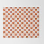Fall Flower Checkered Print in Peach Throw Blanket Gallery Image 2
