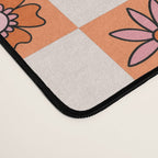 Fall Flower Checkered Print in Peach Desk Mat Gallery Image 4