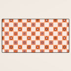 Fall Flower Checkered Print in Peach Desk Mat Gallery Image 3