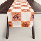Fall Flower Checkered Print in Peach Table Runner Gallery Image 1