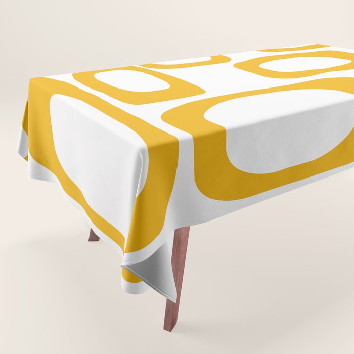 Mid Century Modern Shapes Mustard Tablecloth Gallery Image 1