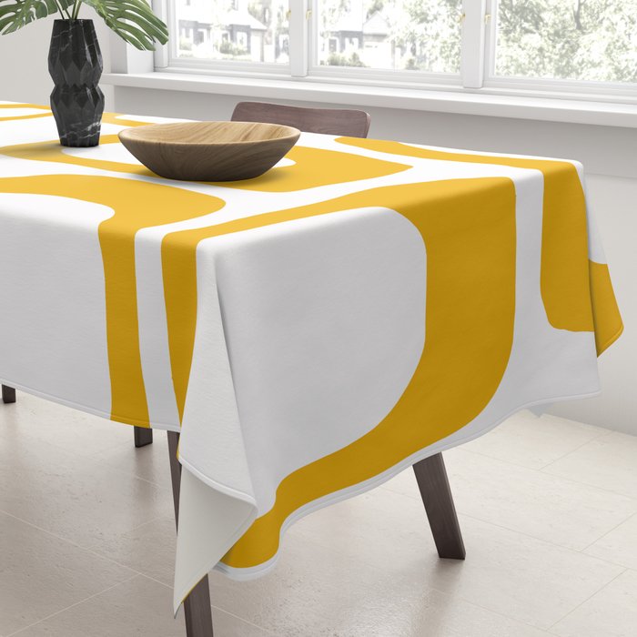 Mid Century Modern Shapes Mustard Tablecloth Gallery Image 3