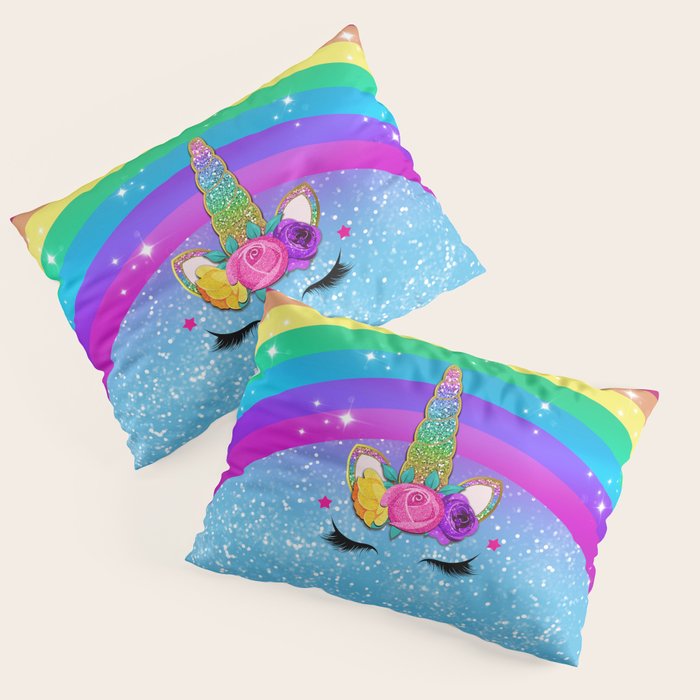 Rainbow Sparkle Unicorn Pillow Sham Gallery Image 3