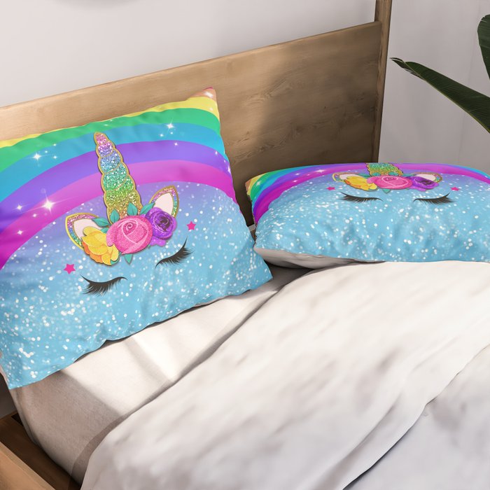 Rainbow Sparkle Unicorn Pillow Sham Gallery Image 2