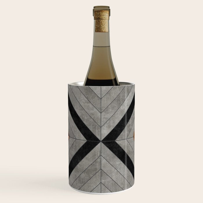 Urban Tribal Pattern No.2 - Concrete and Wood Wine Chiller Gallery Image 1
