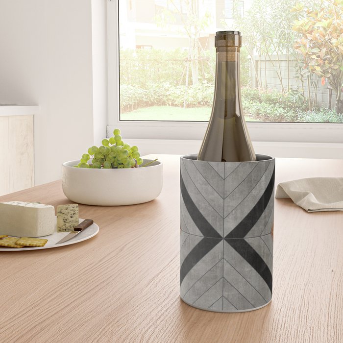 Urban Tribal Pattern No.2 - Concrete and Wood Wine Chiller Gallery Image 4