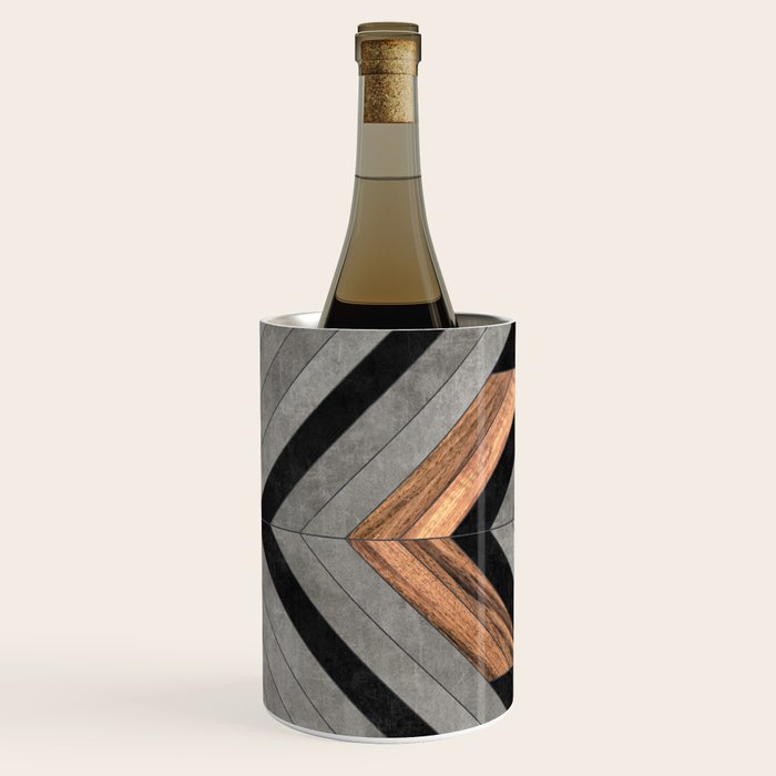 Urban Tribal Pattern No.2 - Concrete and Wood Wine Chiller Gallery Image 3