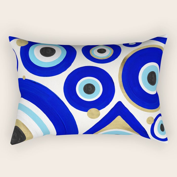 Evil Eye Charms on White Rectangular Pillow Gallery Image 1