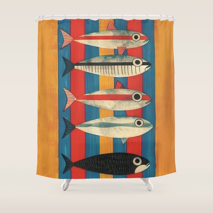 Stripes of the Sea Shower Curtain Gallery Image 1