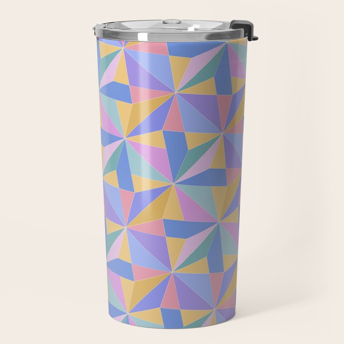 Kaleidoscope Tile Pattern V Bright Pastel Travel Mug Gallery Image 2