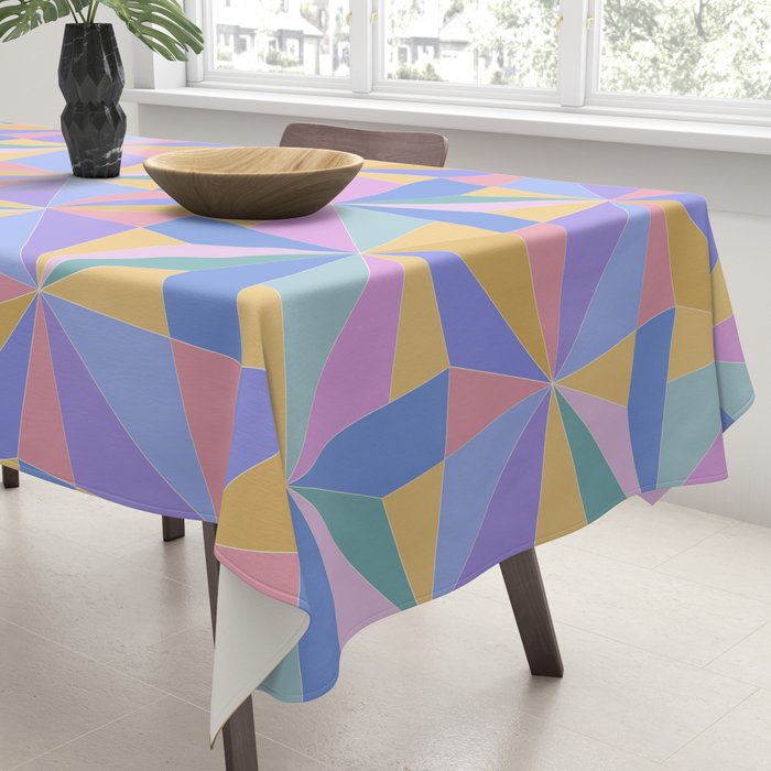 Kaleidoscope Tile Pattern V Bright Pastel Tablecloth Gallery Image 3