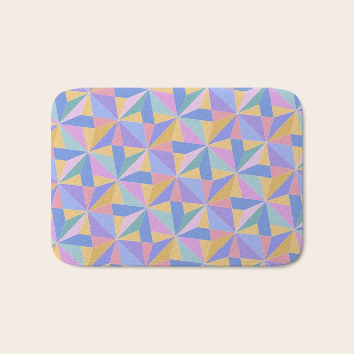 Kaleidoscope Tile Pattern V Bright Pastel Bath Mat Gallery Image 1