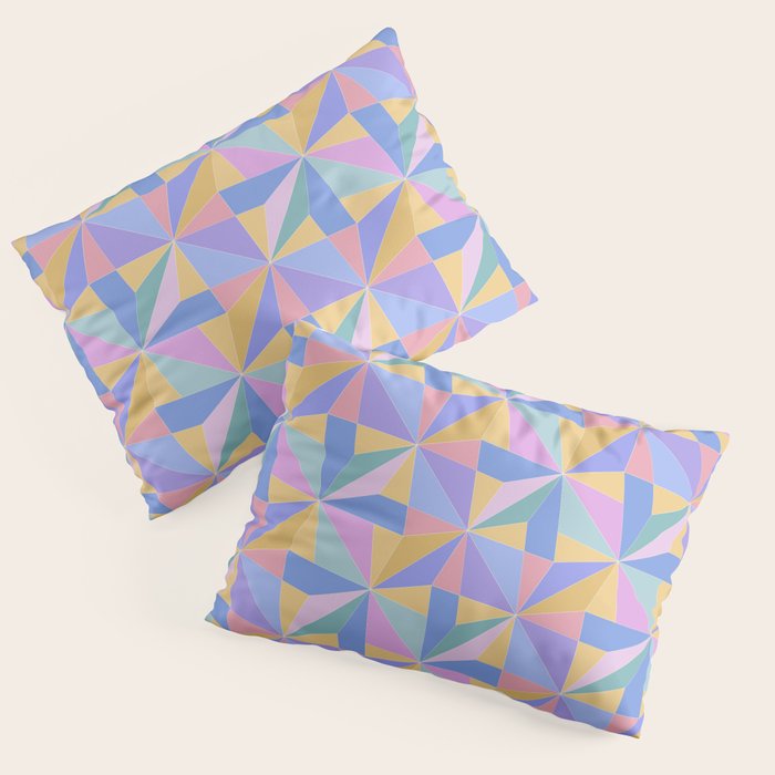 Kaleidoscope Tile Pattern V Bright Pastel Pillow Sham Gallery Image 3