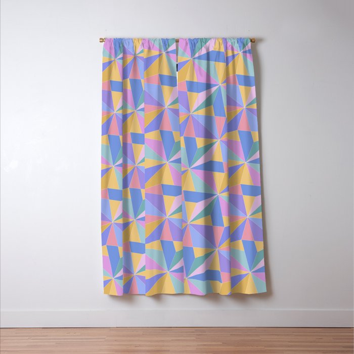 Kaleidoscope Tile Pattern V Bright Pastel Window Curtain Gallery Image 3