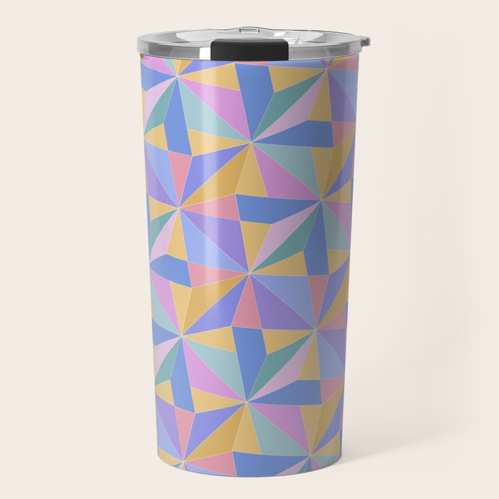 Kaleidoscope Tile Pattern V Bright Pastel Travel Mug Gallery Image 1