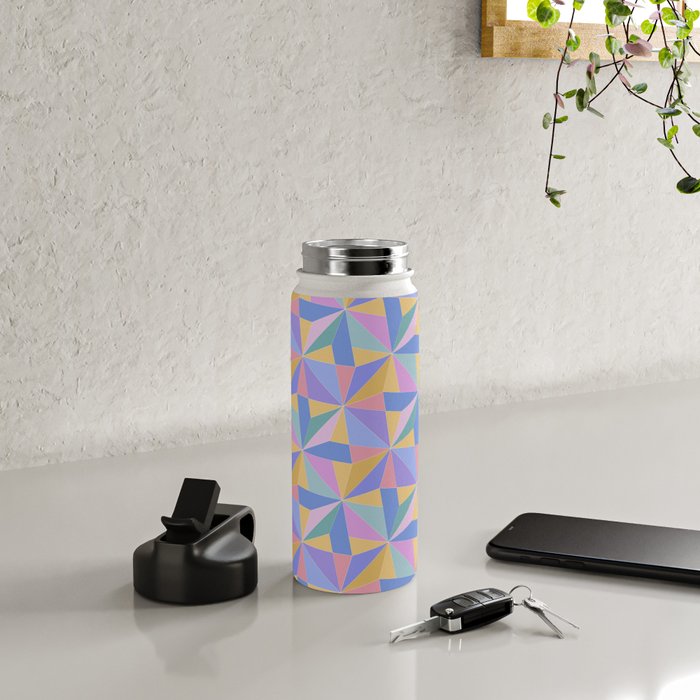 Kaleidoscope Tile Pattern V Bright Pastel Water Bottle Gallery Image 4