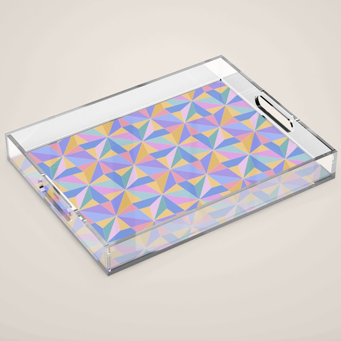 Kaleidoscope Tile Pattern V Bright Pastel Acrylic Tray Gallery Image 1