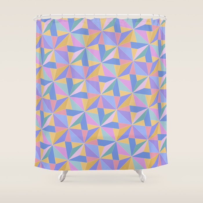Kaleidoscope Tile Pattern V Bright Pastel Shower Curtain Gallery Image 1