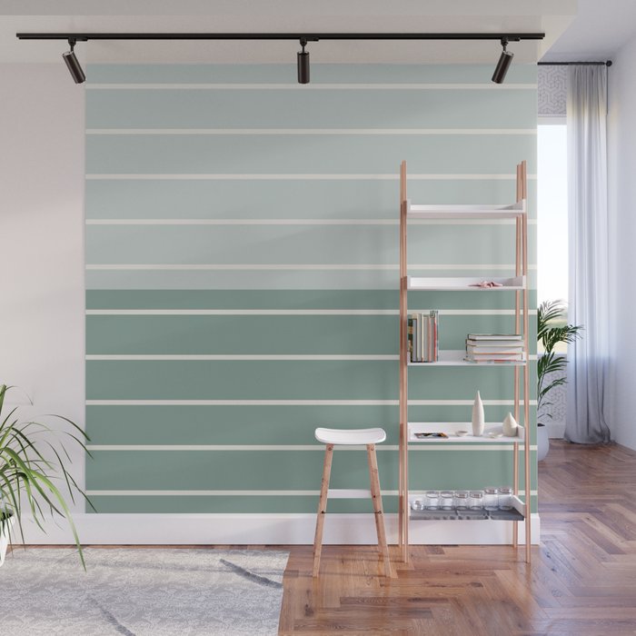 Two Tone Stripes - Sage Wall Mural Gallery Image 1