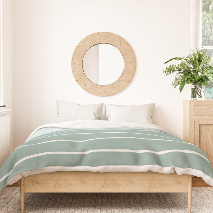 Two Tone Stripes - Sage Duvet Cover Gallery Image 3