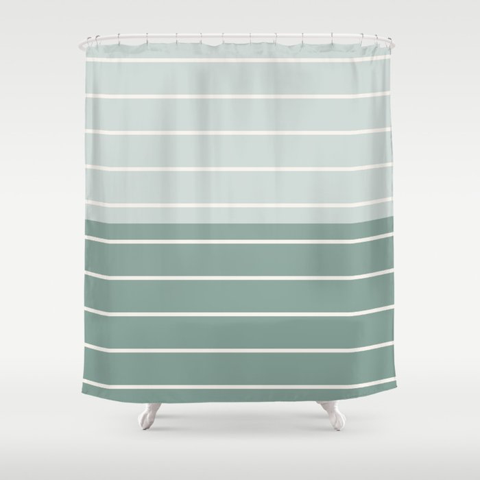 Two Tone Stripes - Sage Shower Curtain Gallery Image 1